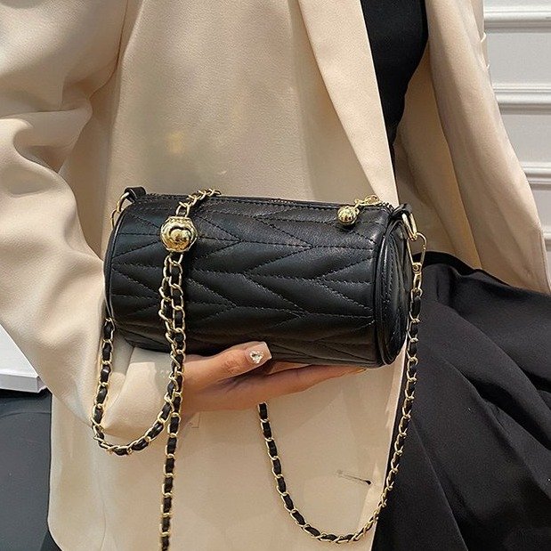 PU Boston Crossbody Bag with Zipper and Stitching - Image 2