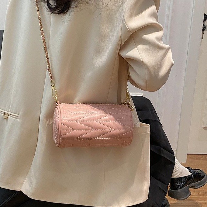 PU Boston Crossbody Bag with Zipper and Stitching - Image 4