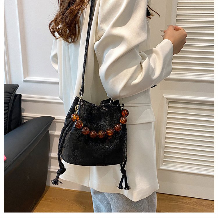 PU Bucket Bag with Magnetic Closure and Embossed Detail - One Size - Image 3