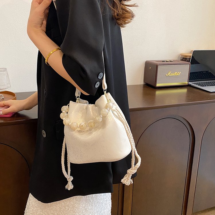 PU Bucket Bag with Magnetic Closure and Embossed Detail - One Size - Image 4