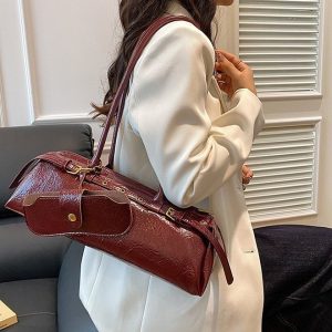 PU Moto Shoulder Handbag with Belt Detail - Summer 2024