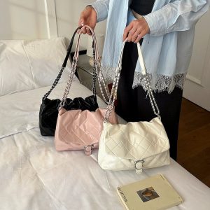 Women's One Shoulder Crossbody Bag with Zipper Closure Summer 2026 - White,Black,Pink - One Size