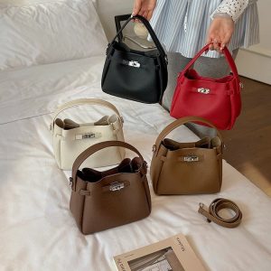 Women's Handbag Crossbody Bag with Lock Closure Summer 2026 One Size - White,Black,Red,Coffee,Brown - One Size